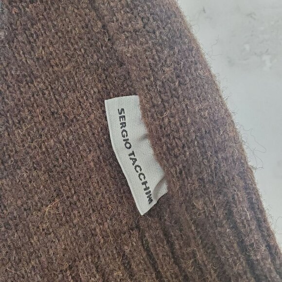 Sergio Tachinni Pullover Sweater Wool Blend Quarter Zip Argyle Blue Brown L - Picture 6 of 9